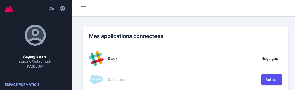 Activer l'Application Salesforce