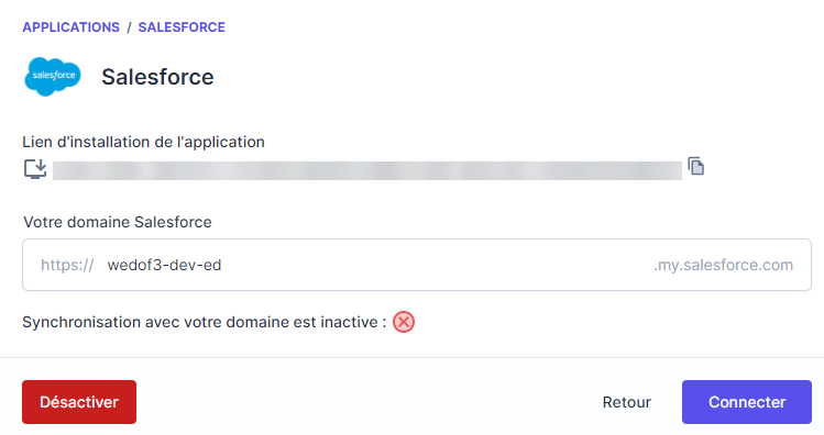 Copier le lien d'installation
