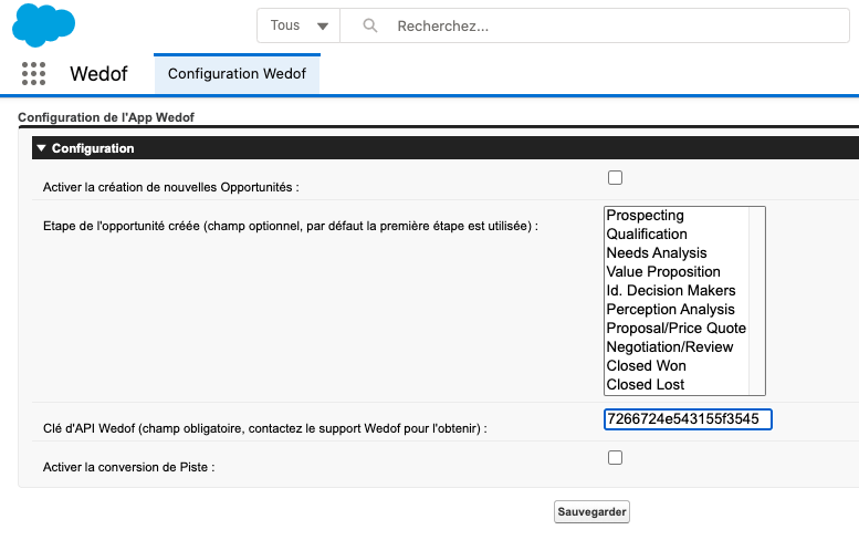Configurez l'App Wedof