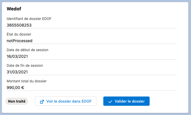 Intégration Salesforce / Wedof